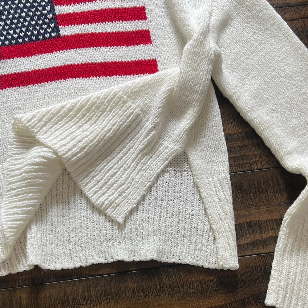 White Sweater with American Flag Design - Picture 5 of 6